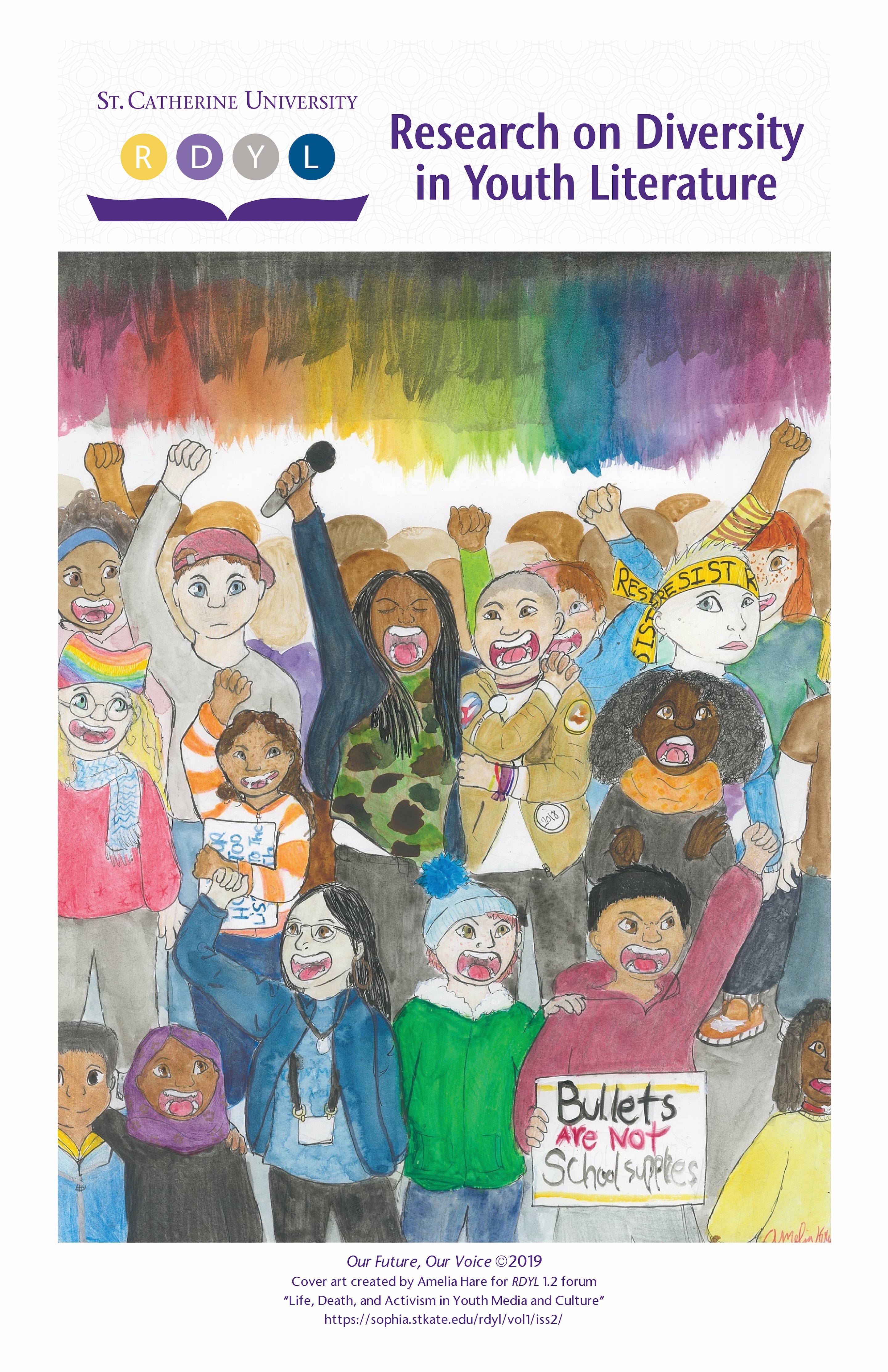Diverse young people protesting gun violence and school shootings
