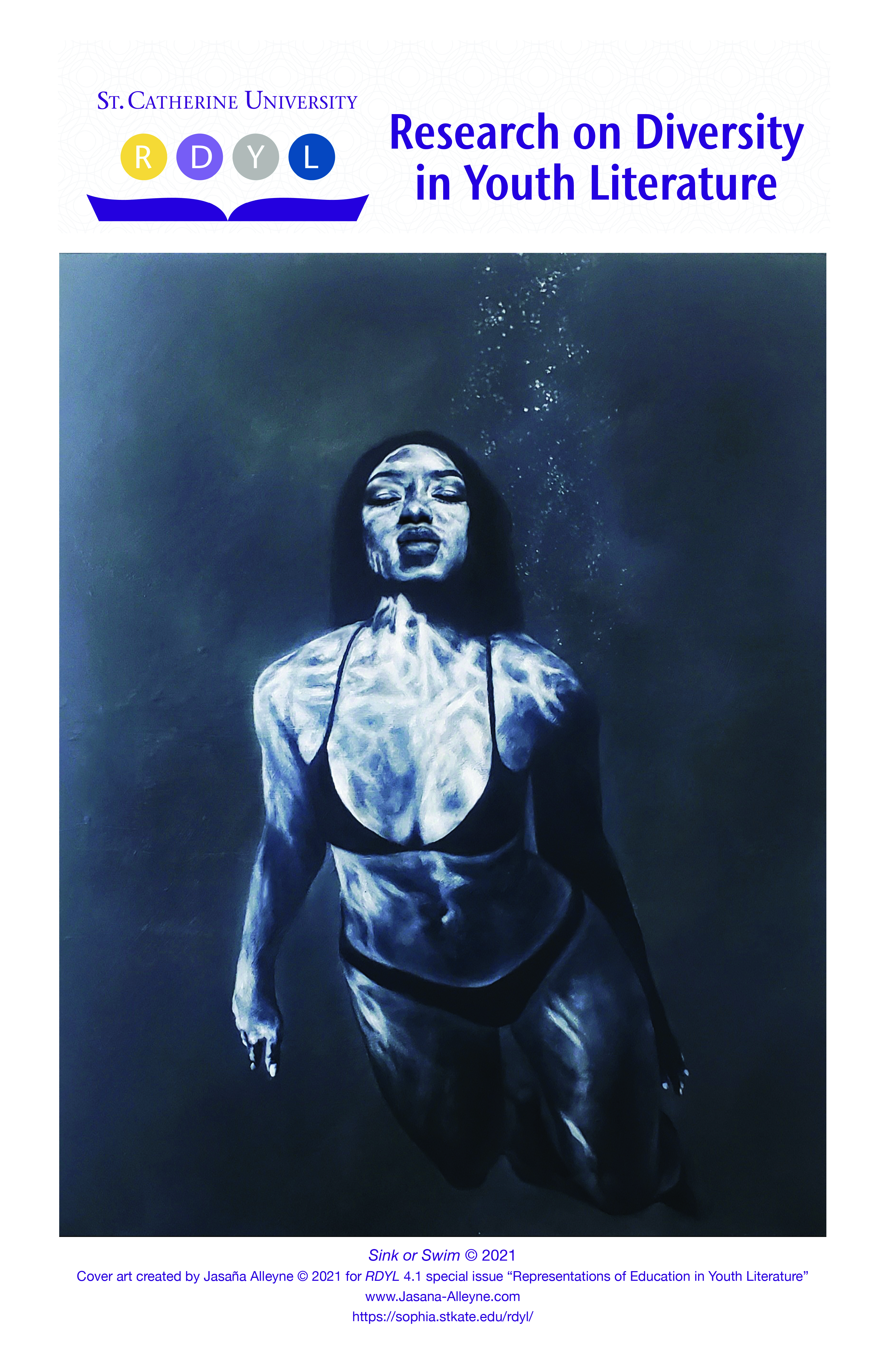 A teenage girl floating under water.