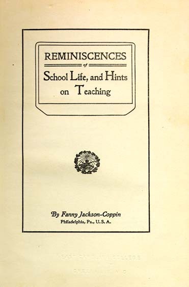 Title page of "Reminiscences of School Life, and Hints on Teaching."