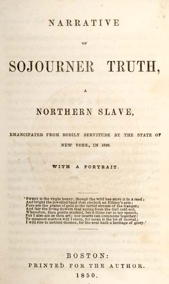Title page of "Narrative of Sojourner Truth."