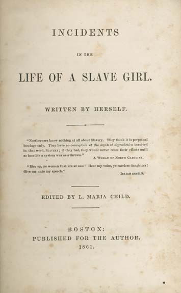 Title page of "Incidents in the Life of a Slave Girl."