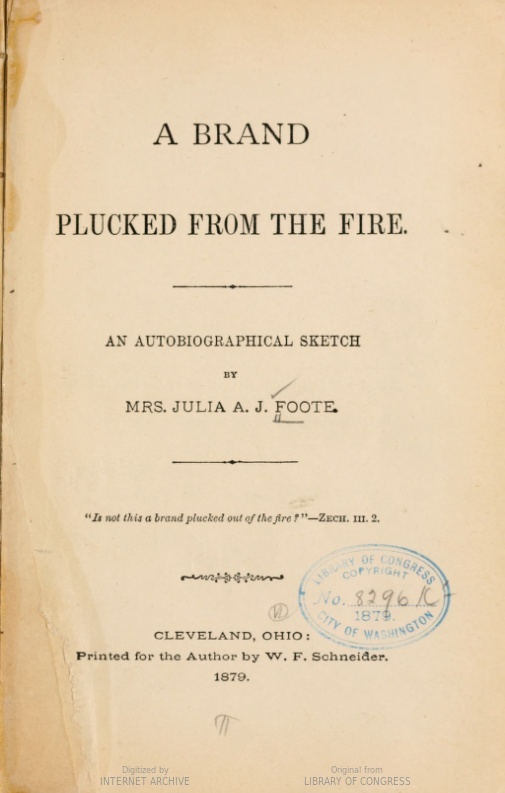 Title page of "A Brand Plucked from the Fire."