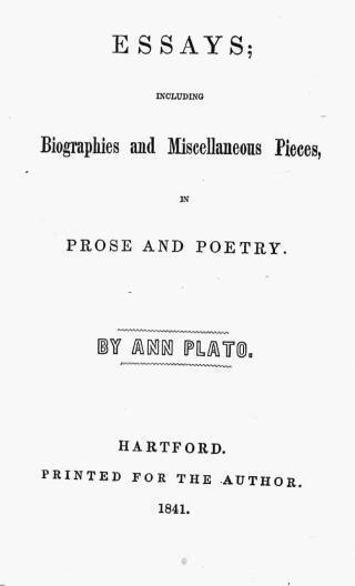 Title page of Essays: Including Biographies and Miscellaneous Pieces, in Prose and Poetry.