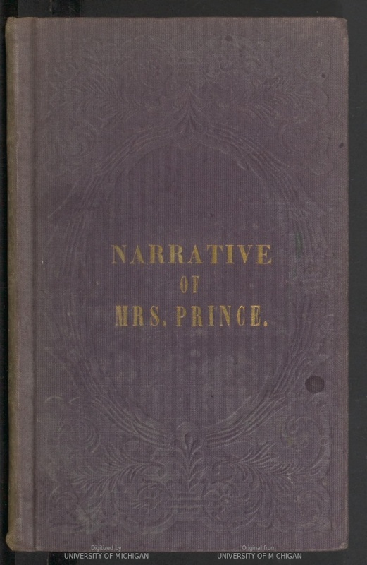 Book cover of "A Narrative of the Life and Travels of Mrs. Nancy Prince". 