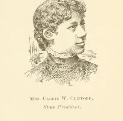 Head and neck illustration of Carrie Williams Clifford looking right.