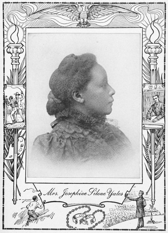 Head and shoulders photo of Josephine Silone Yates with her face turned right.