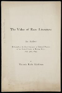 Front cover of "The Value of Race Literature."