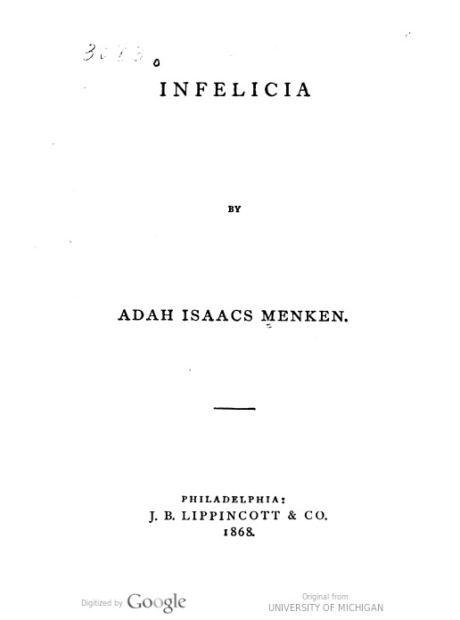 Title page of "Infelicia."