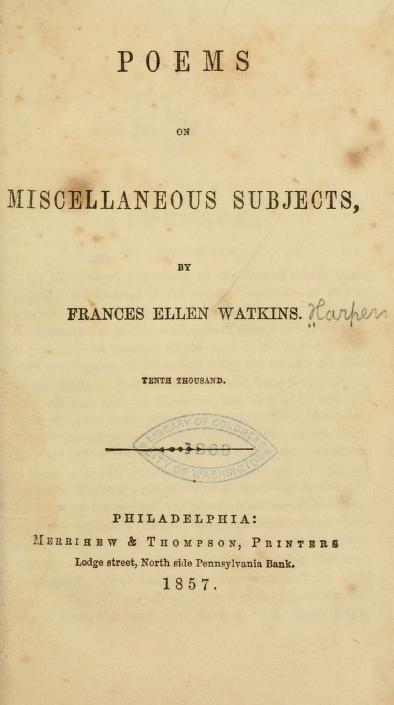 Title page of "Poems on Miscellaneous Subjects."