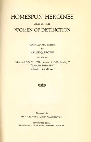 Title page of "Homespun Heroines and Other Women of Distinction."