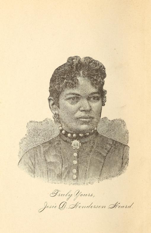 Head and shoulders illustration of Josephine D. Henderson Heard, looking right.