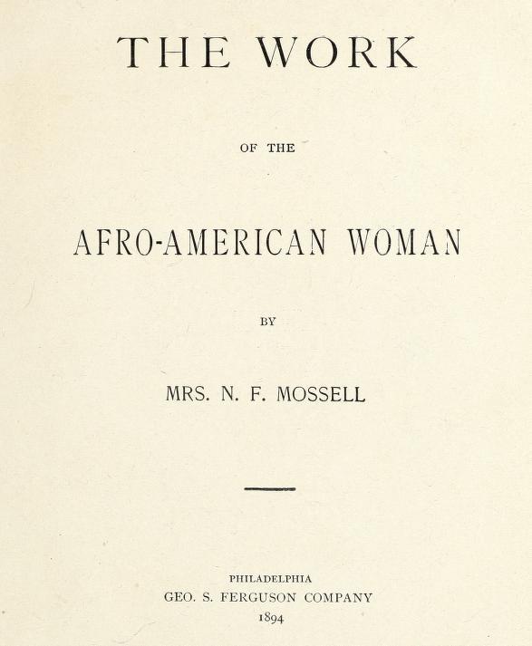 Title page of "The Work of the Afro-American Woman."