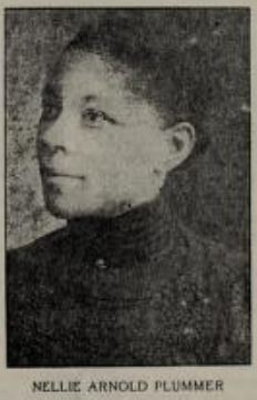 Head and neck photo of Nellie Arnold Plummer looking left.