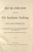 Title page of "What Mrs. Fisher Knows about Old Southern Cooking."