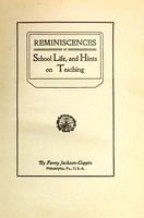 Title page of "Reminiscences of School Life, and Hints on Teaching."