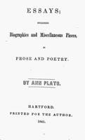 Title page of Essays: Including Biographies and Miscellaneous Pieces, in Prose and Poetry.