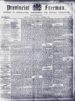 Front page of the newspaper "The Provincial Freeman."