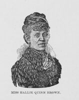 Head and shoulders portrait of Hallie Quinn Brown, looking front. 