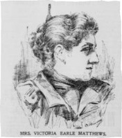 Head and shoulders illustration of Victoria Earle Matthews looking right. 
