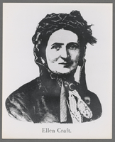 Head and shoulders portrait of Ellen Craft looking front and wearing a bonnet.
