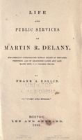 Title page of "Life and Public Services of Martin R. Delany".
