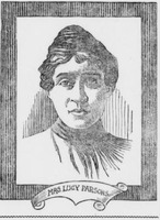 Head and neck illustration of Lucy Parsons facing front.