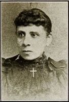 Head and shoulders photo of H. Cordelia Ray looking left, a cross around neck.