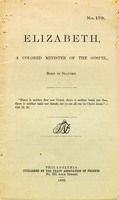 Title page of "Elizabeth, a Colored Minister of the Gospel."
