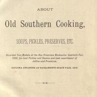Title page of "What Mrs. Fisher Knows about Old Southern Cooking."