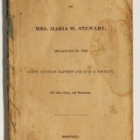 Book cover of "Productions of Mrs. Maria W. Stewart."