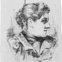 Head and shoulders illustration of Victoria Earle Matthews looking right. 