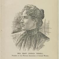 Head and shoulders illustration of Mary Church Terrell facing left.
