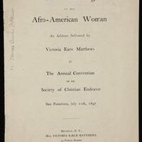 Cover page of "The Awakening of the Afro-American Woman."
