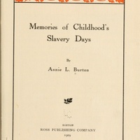 Title page of "Memories of Childhood's Slavery Days."
