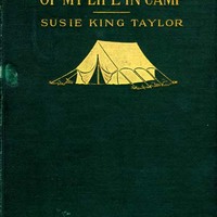 Book cover of "Reminiscences of My Life in Camp," with an image of a tent in the center. 