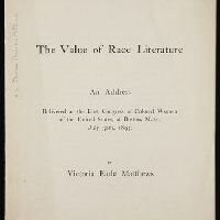 Front cover of "The Value of Race Literature."