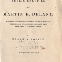 Title page of "Life and Public Services of Martin R. Delany".