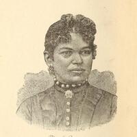 Head and shoulders illustration of Josephine D. Henderson Heard, looking right.