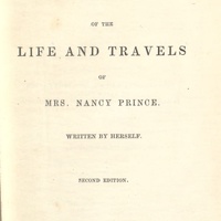 Title page of "A Narrative of the Life and Travels of Mrs. Nancy Prince". 
