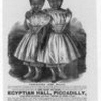 Advertisement with an illustration of the sisters standing in the center. 