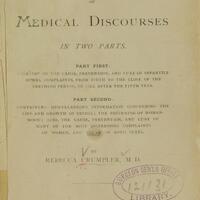 Title page of "A Book of Medical Discourses."