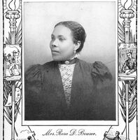 Black and white photograph of Rosa D. Bowser,  looking left. Photo has an elaborate frame.
