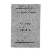 Book cover of "My Mother as I Recall Her", with the script "To Amelia Douglass from JHD" at the top. 
