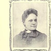 Head and shoulders portrait of Fannie Barrier Williams looking right.