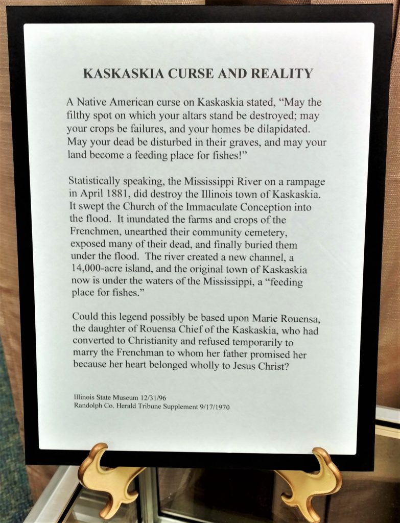 Photograph of part of Chester Library's companion exhibition presenting one version of the "Curse of Kaskaskia" narrative.