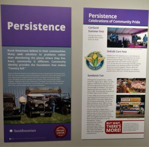 Photograph of "Persistence" section of DeKalb County History Center’s companion exhibition.