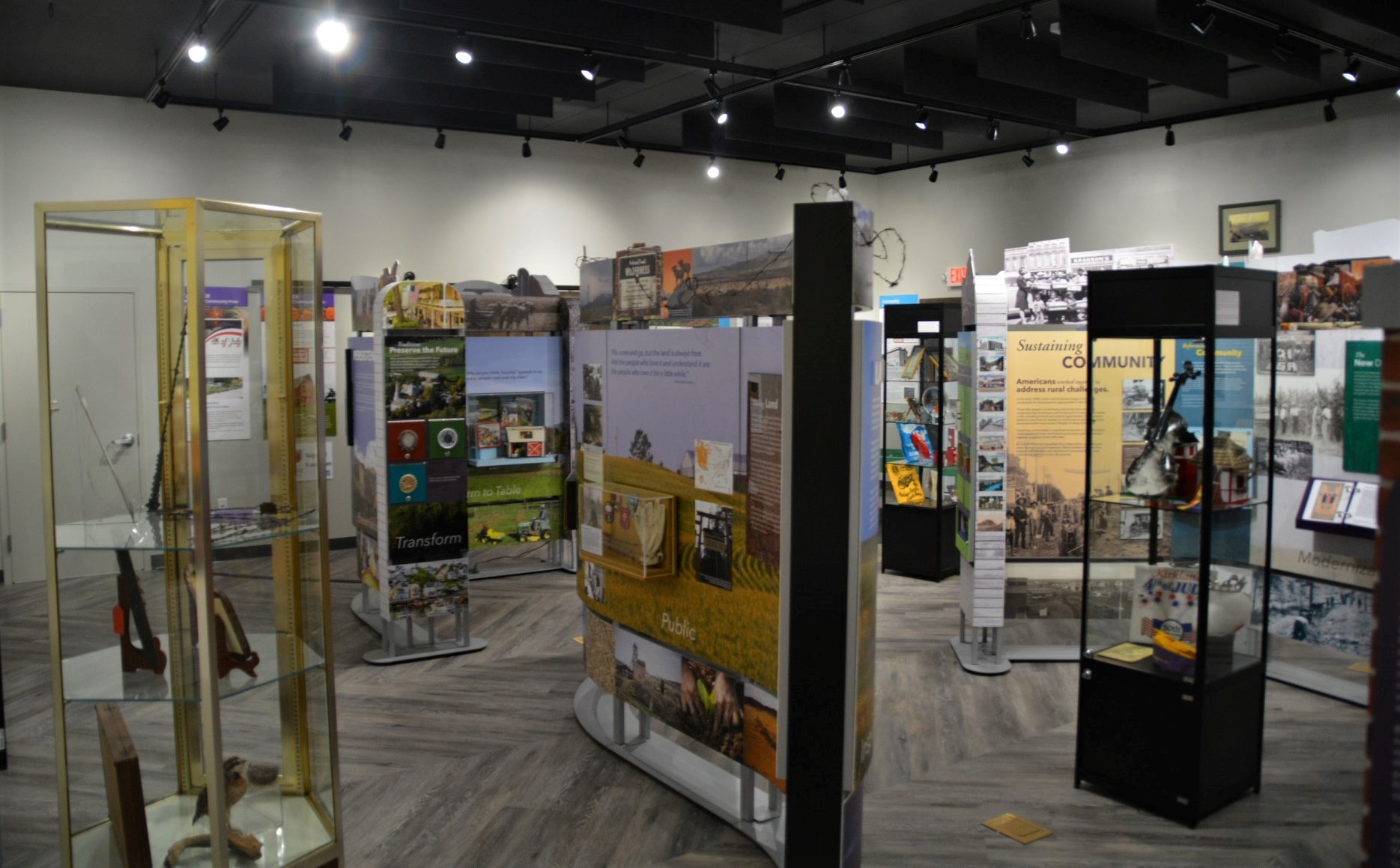 Photograph of Crossroads and companion exhibition segments at DeKalb County History Center.