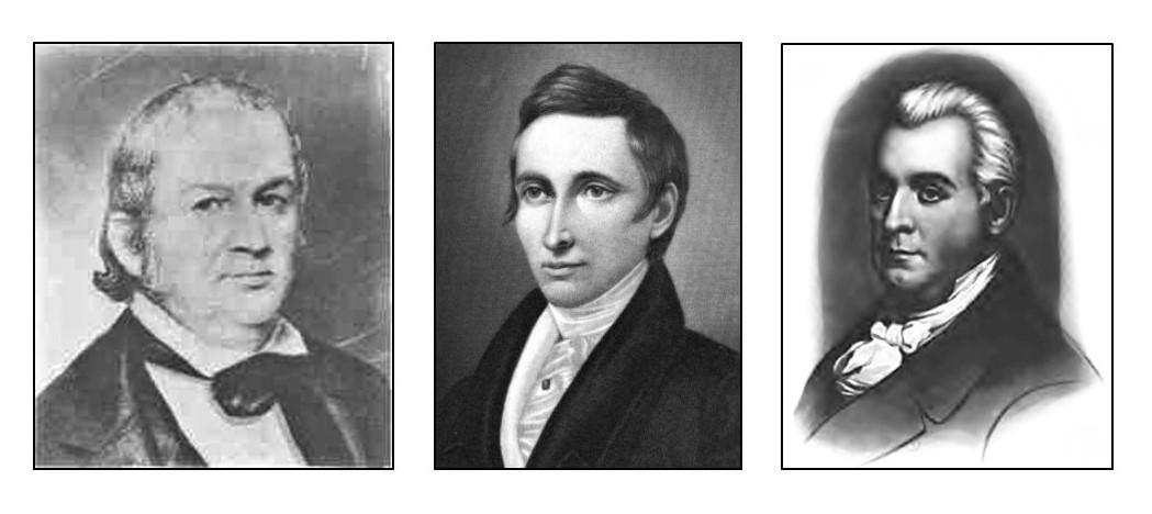 Portraits of Nathaniel Pope, Daniel Cook, and Ninian Edwards.