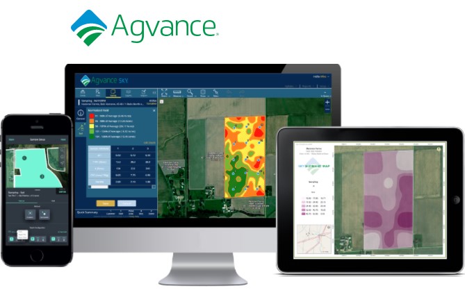 Image from a website showing examples of Agvance mapping software.