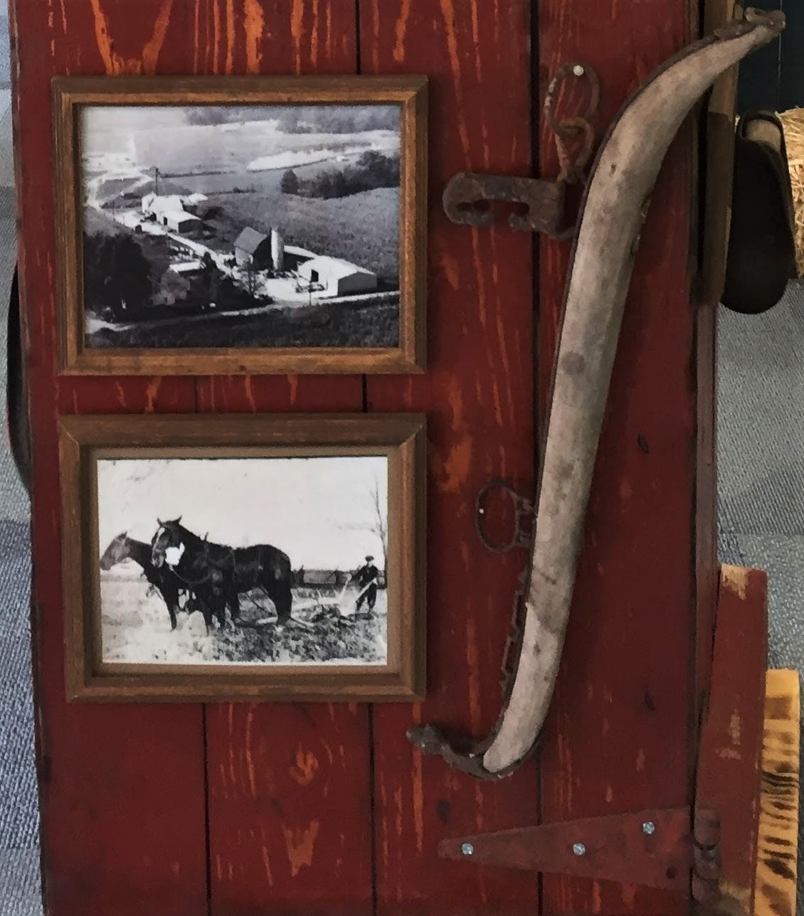 Photograph of a portion of Marshall Public Library’s companion exhibition representing the Guinnip family farm.